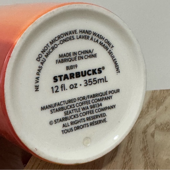 Starbucks Summer Sunset Ceramic Tumbler 12oz Peach Blue Red Color Block 2020 - Picture 2 of 10